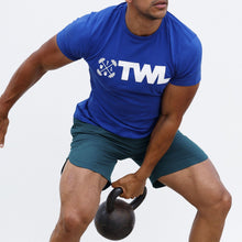 Load image into Gallery viewer, The WOD Life - Men's Classics Flux T-Shirt - Surf Blue/White
